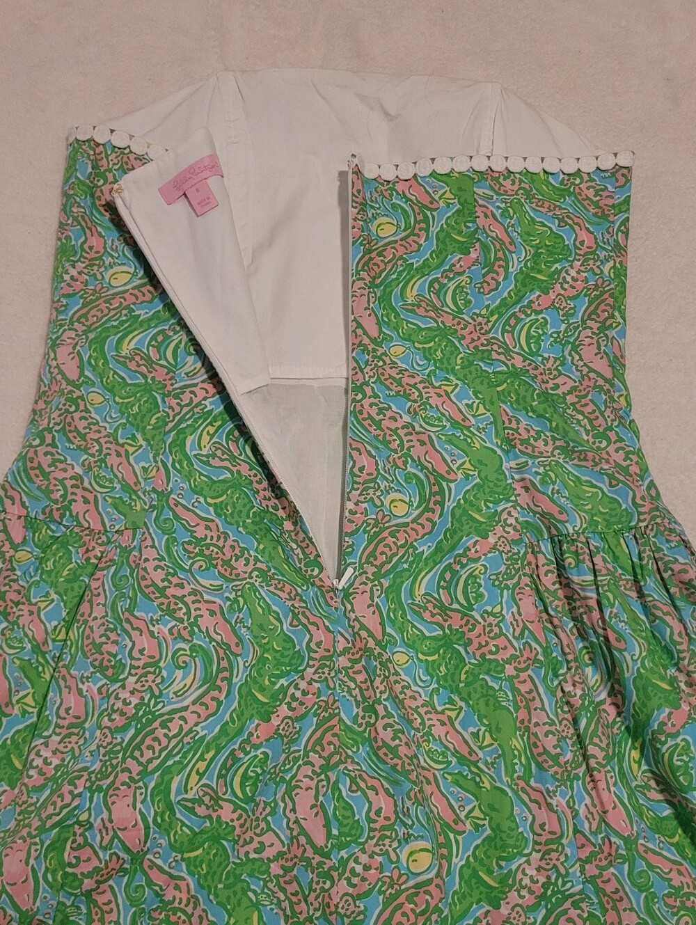 Lilly Pulitzer Jordan Strapless Chomp Chomp Dress Size 6 - Picture 6 of 14
